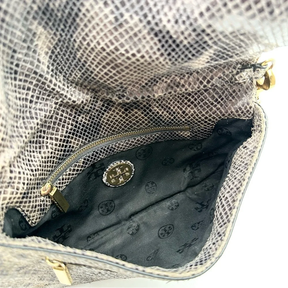 Tory Burch Amanda Snake Print Logo Clutch Crossbody